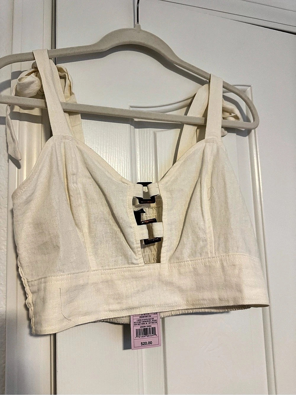 Wild Fable Women'Small Buckle Front Halter Top Cotton Cream Small